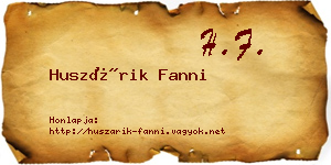Huszárik Fanni névjegykártya